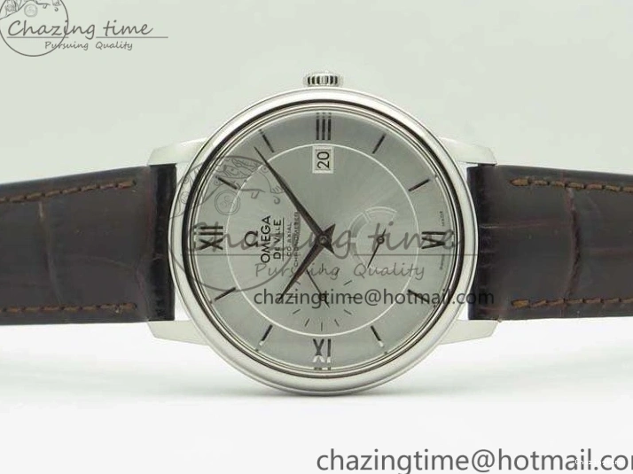 0310 FashionForward De Ville Prestige Real Power Reserve SS TW 1:1 Best Edition White Dial SS Markers On Leather Strap A 8095